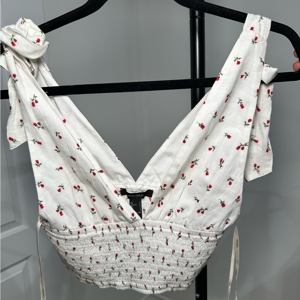 Plunging Neckline Cherry Top
